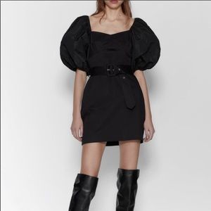 Zara Belted Puff Sleeve Dress